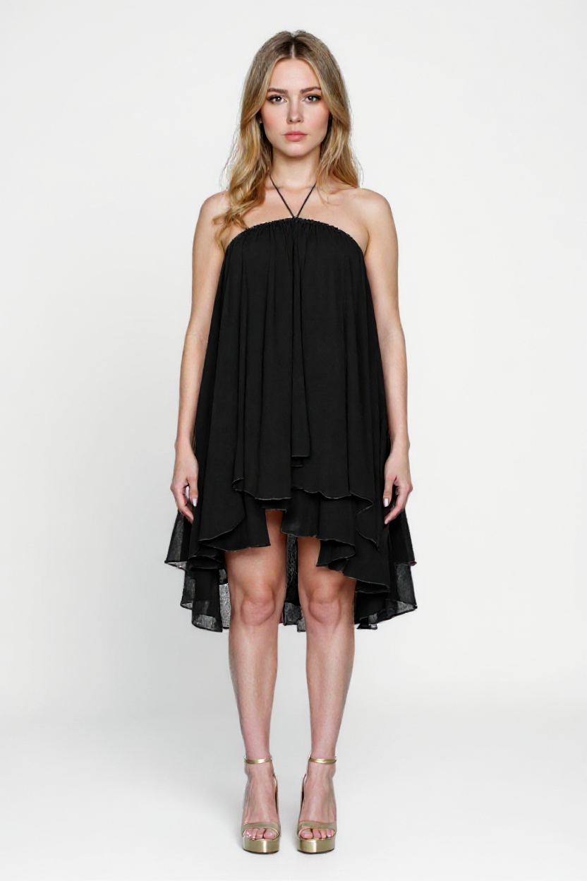 Elegant Halter Ruffles Dress