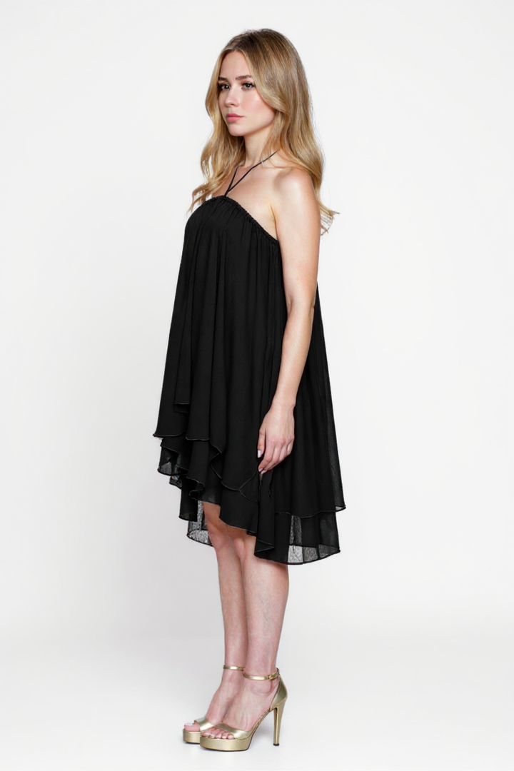 Elegant Halter Ruffles Dress