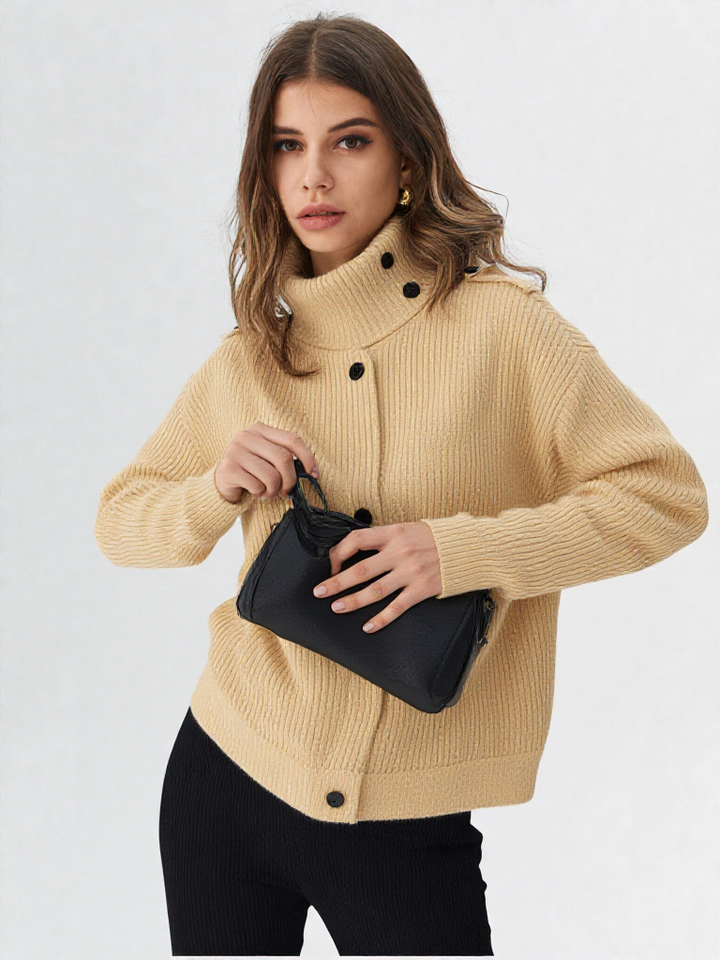 Asymmetric Button Knit Cardigan