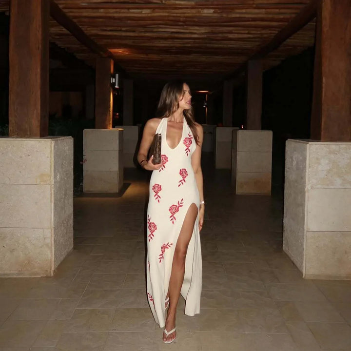 Midnight Rose Slit Maxi Dress