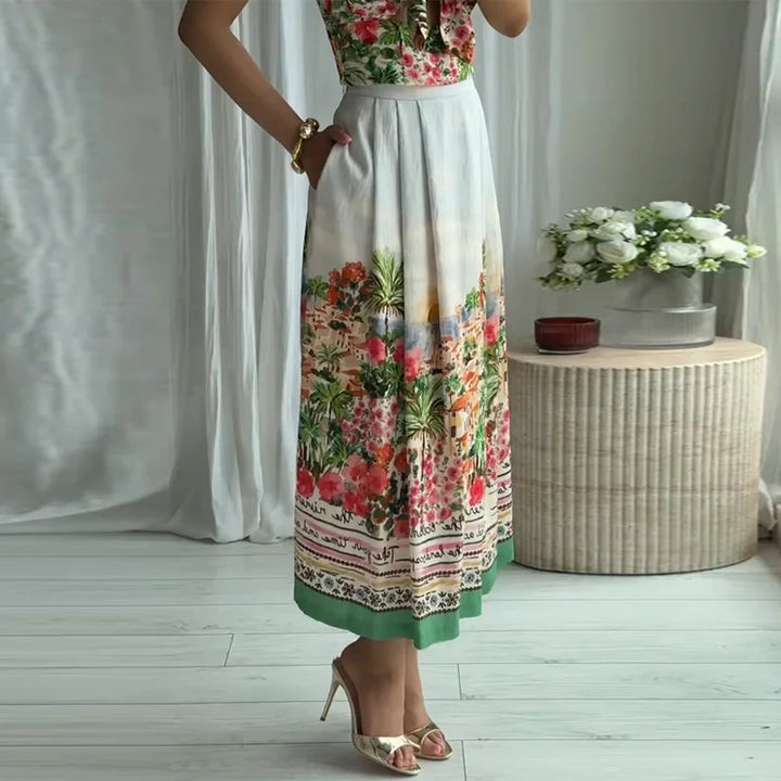 Hollow Vest Skirt Set