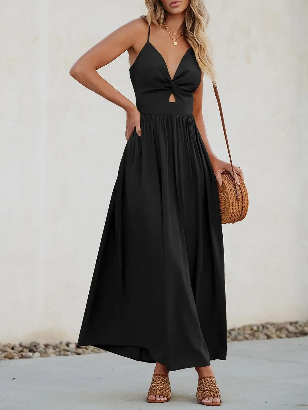 Solid color pleated Dress