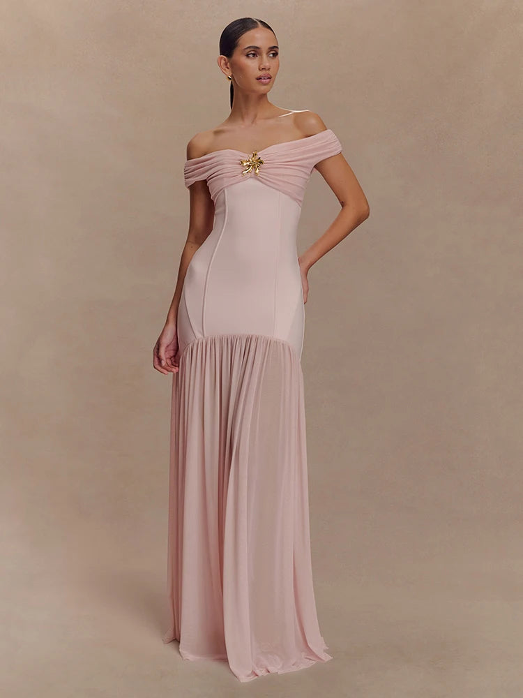 Celestia Dress – Backless Mesh Evening Gown