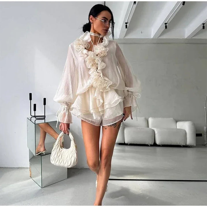 Flower Ruffle Two-Piece Set