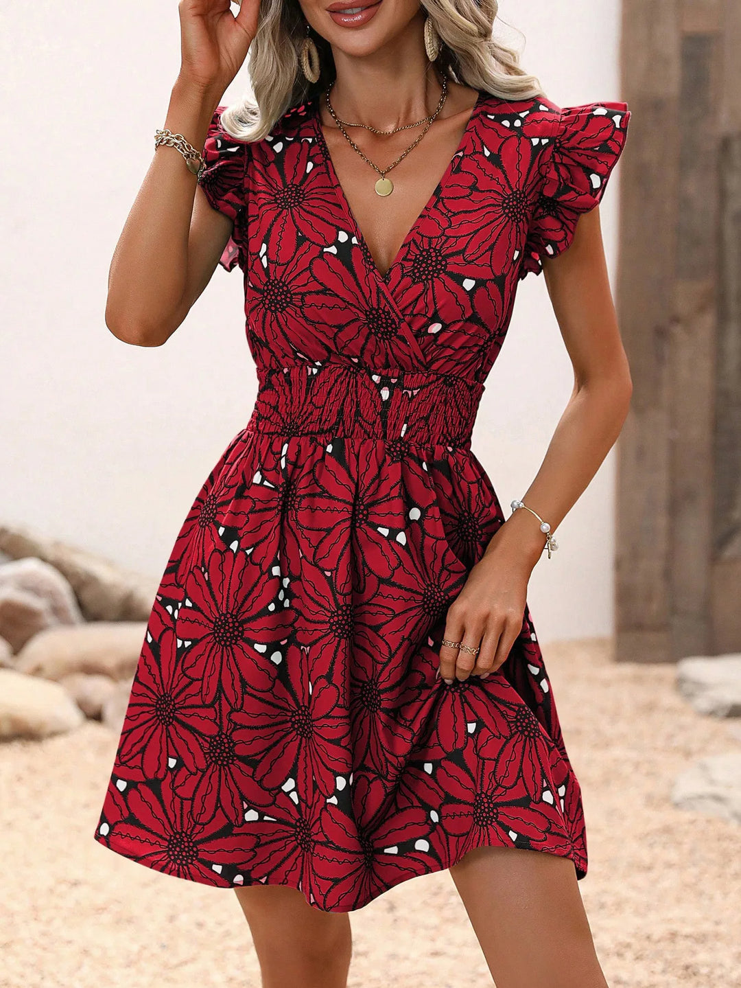 Chic Flower Print A-Line Dress