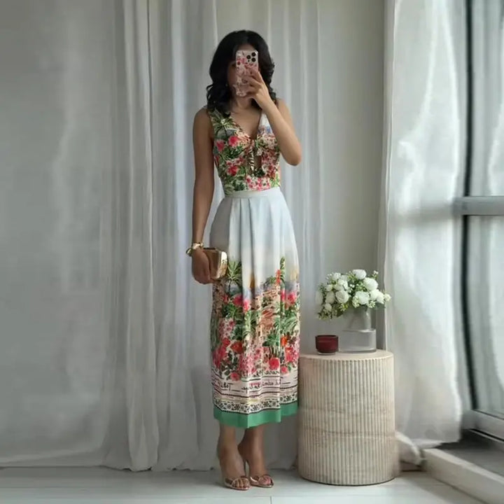 Hollow Vest Skirt Set