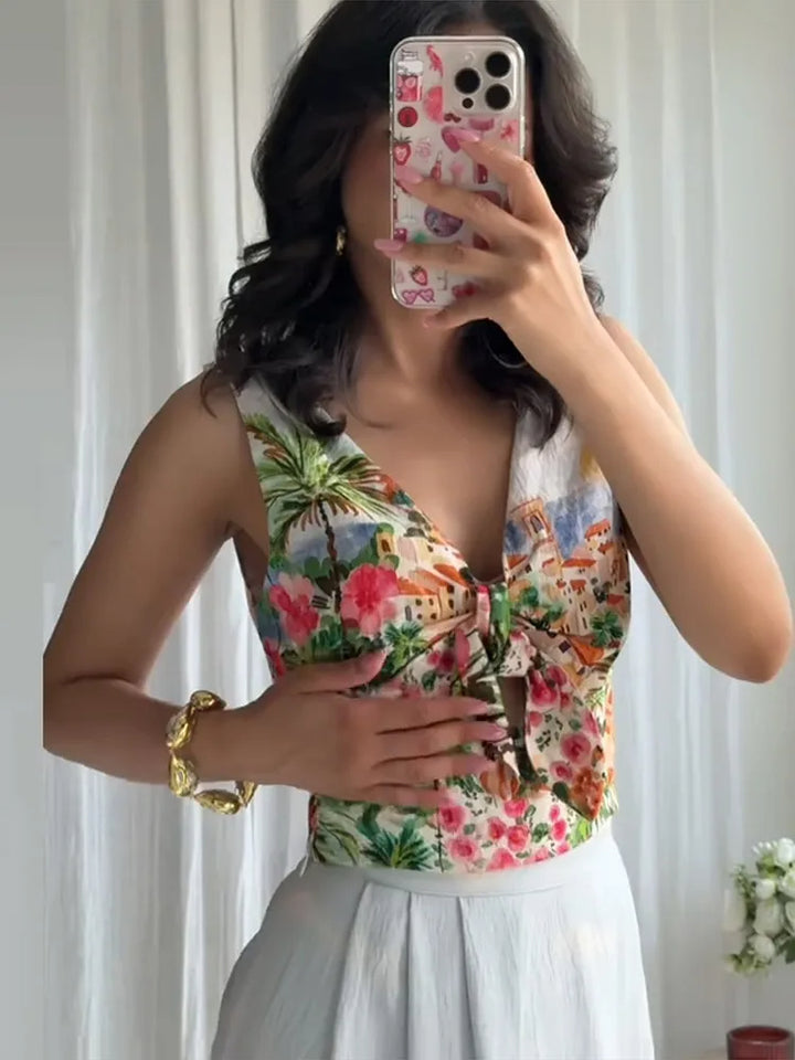 Hollow Vest Skirt Set