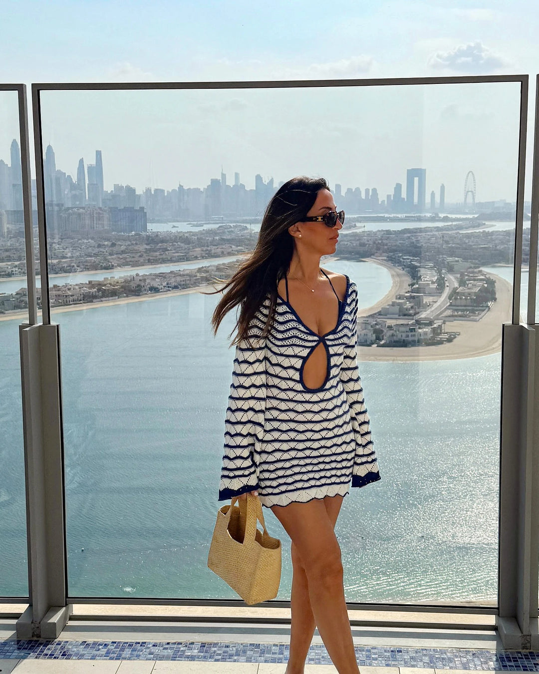 Boho Striped Chic V-neck Mini Dress