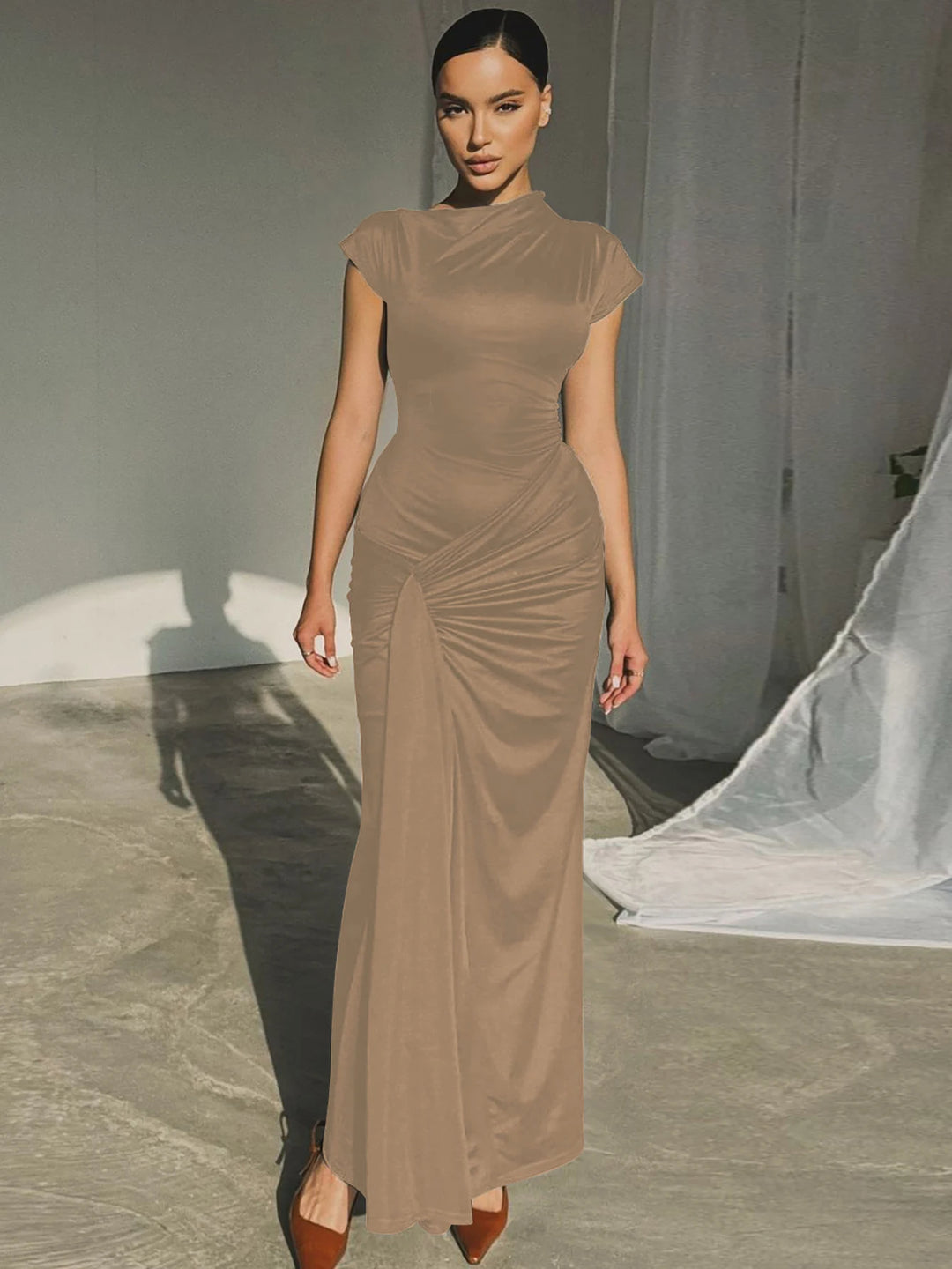 Elegant Pleated Slim A-Line Bandage Dress