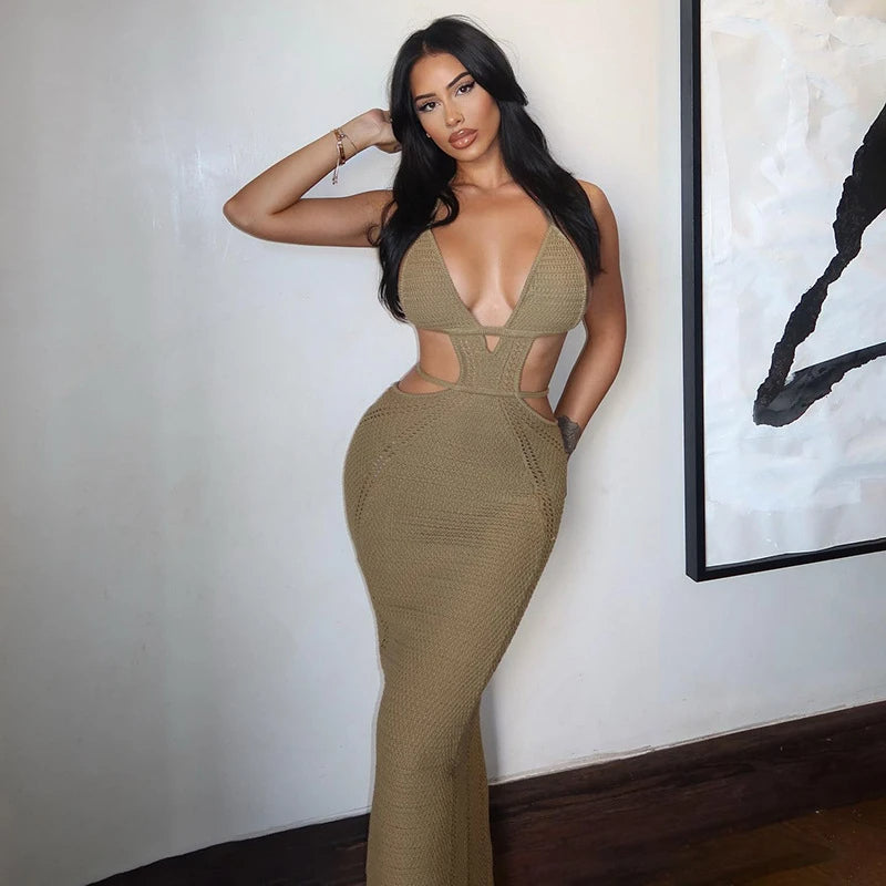 SoleéKnits™ Backless Lace-Up Maxi Dress