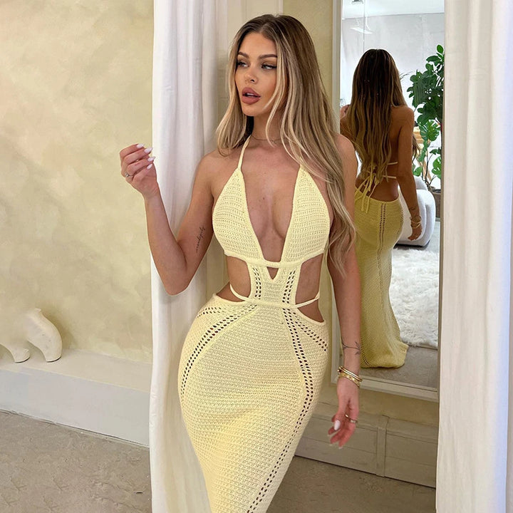 SoleéKnits™ Backless Lace-Up Maxi Dress