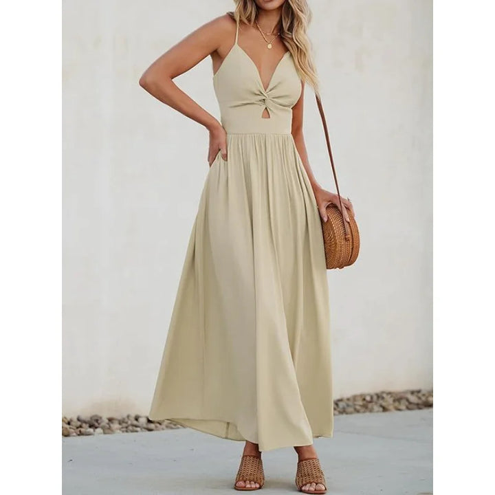 Solid color pleated Dress