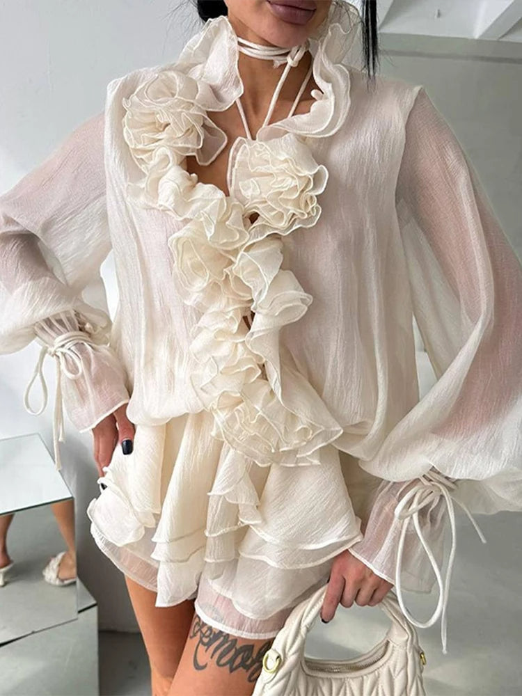 Flower Ruffle Two-Piece Set