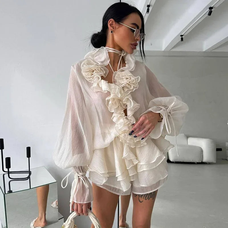 Flower Ruffle Two-Piece Set