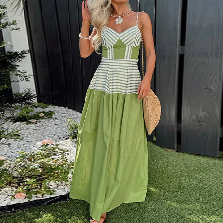 Luna Slip – Backless Patchwork Maxi Dress