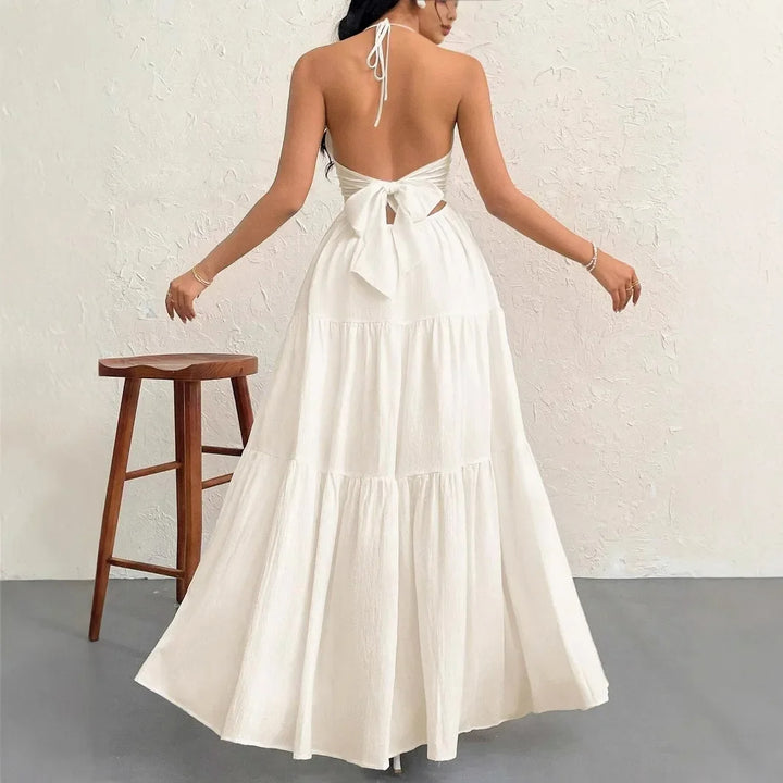 Isla Romance™ – Pleated White Maxi Dress