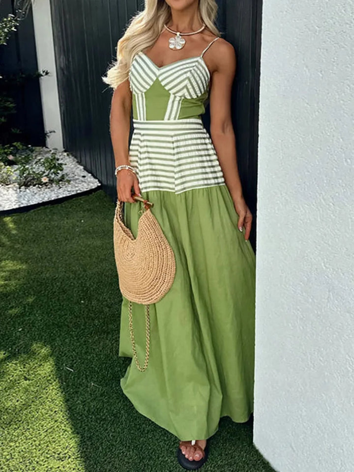 Luna Slip – Backless Patchwork Maxi Dress