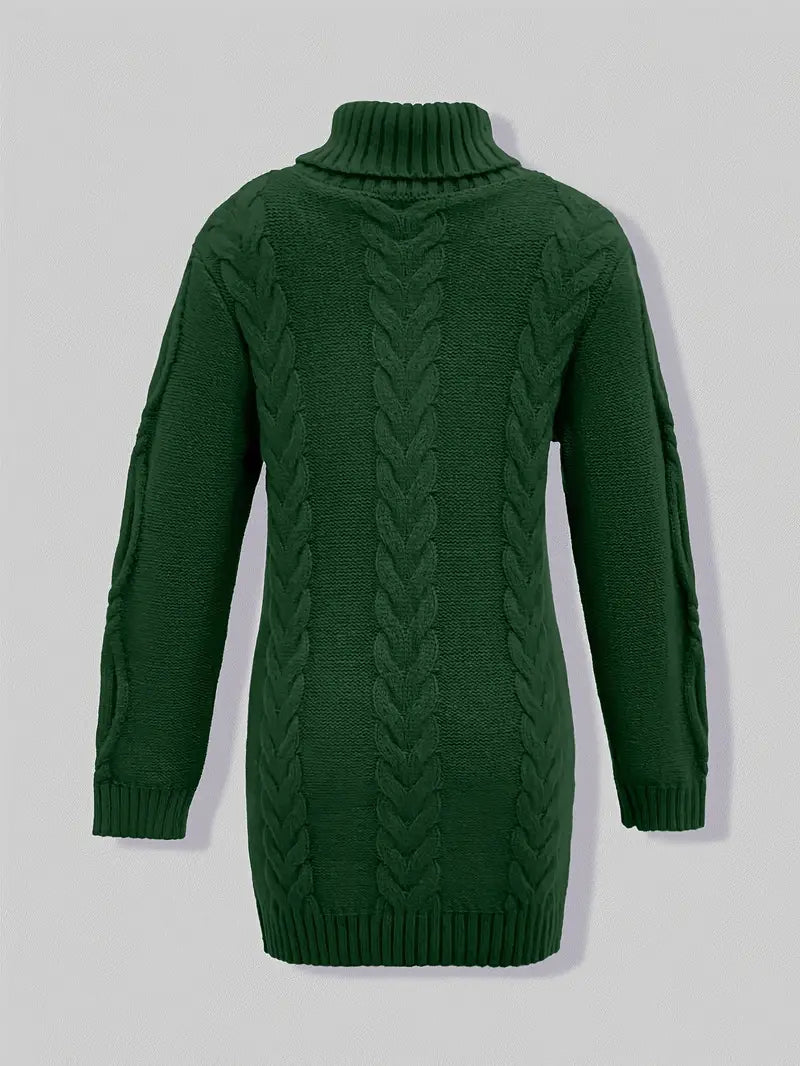 Narda - Chunky Cable Knitted Turtleneck Dress