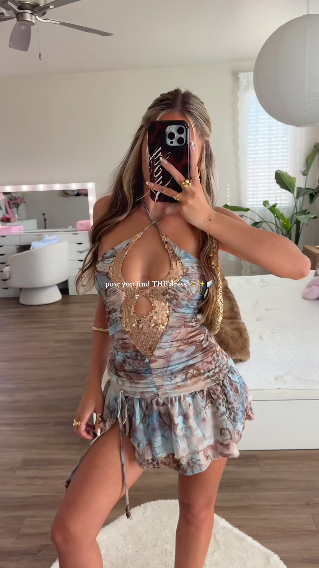 Luxe Aurora Sequin Halter Dress