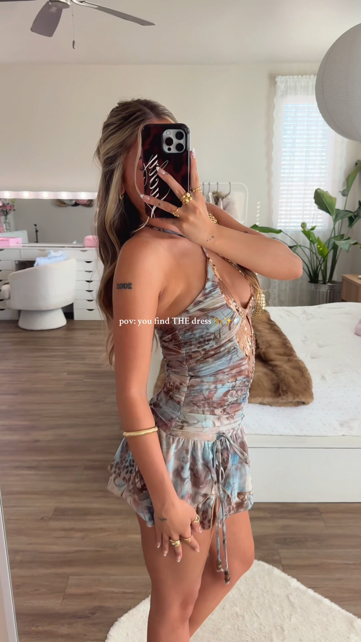 Luxe Aurora Sequin Halter Dress