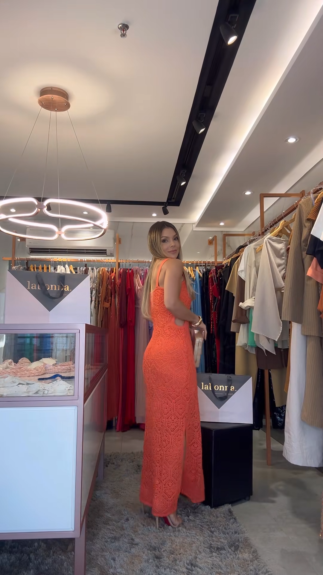 LunaWave Hollow-Out Slip Maxi Dress