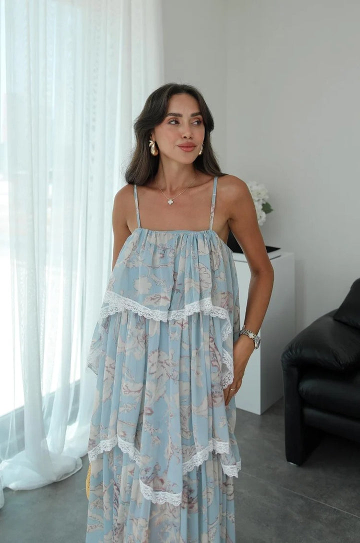 Boho Ruffle Patchwork Maxi Dress