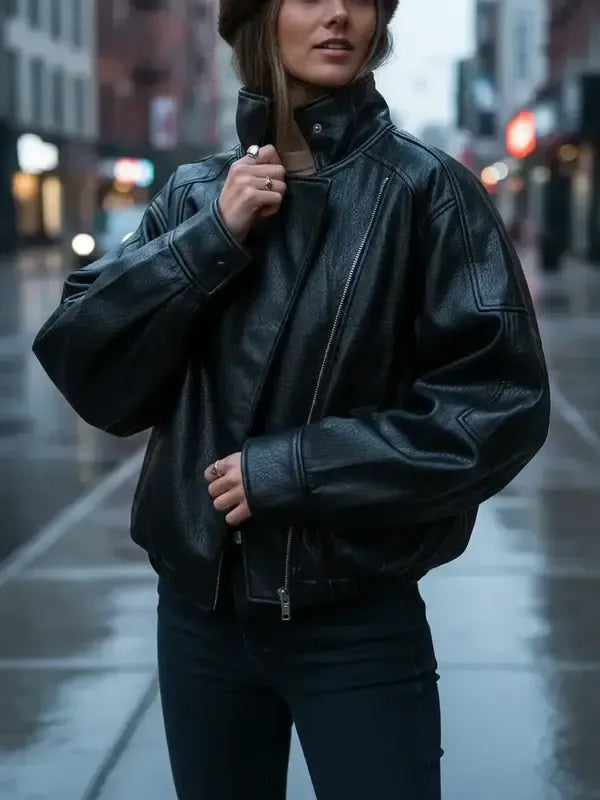 Virella PU Leather Relaxed Longline Jacket (Oversized)