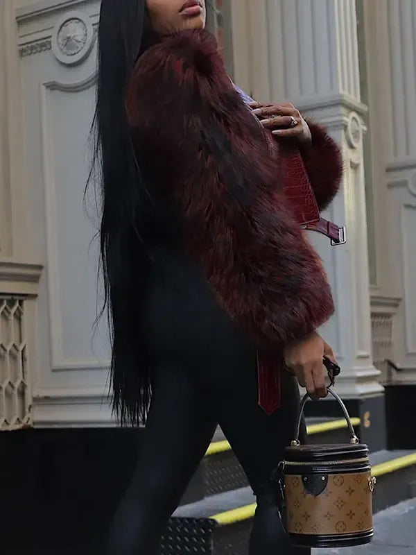 Aurelia Croc-Sleeve Luxe Fur Jacket™