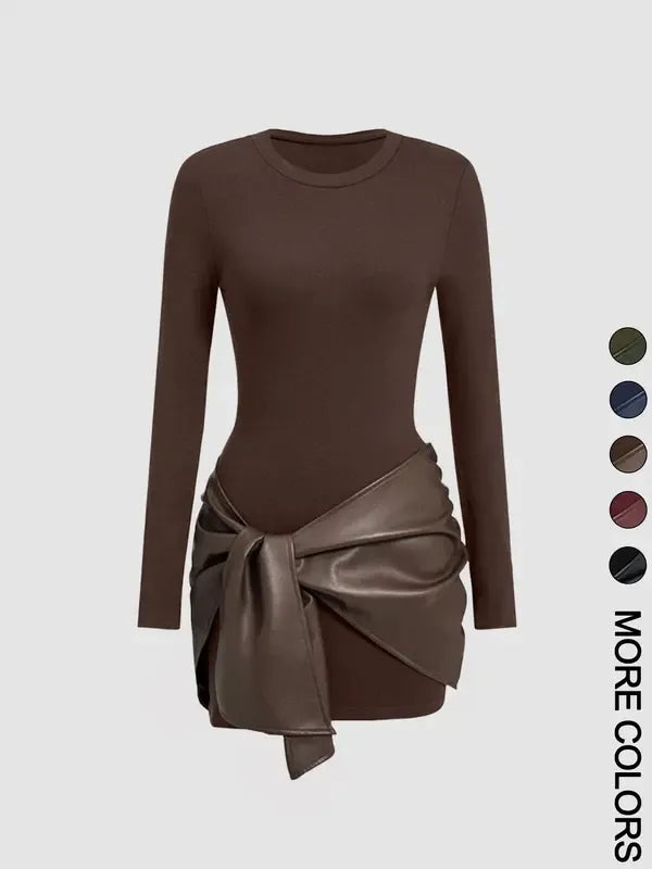 Sleek Buckle Detail Mini Dress Set