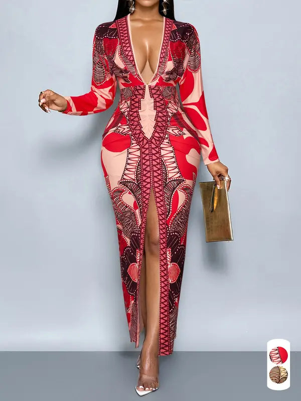 Salina Bodycon Deep V Neck Dress