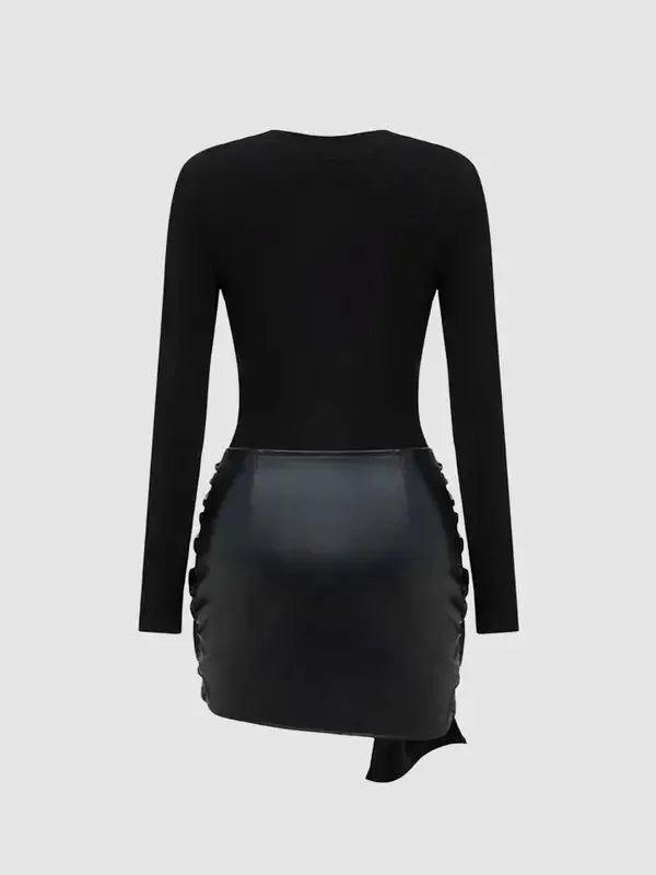 Sleek Buckle Detail Mini Dress Set