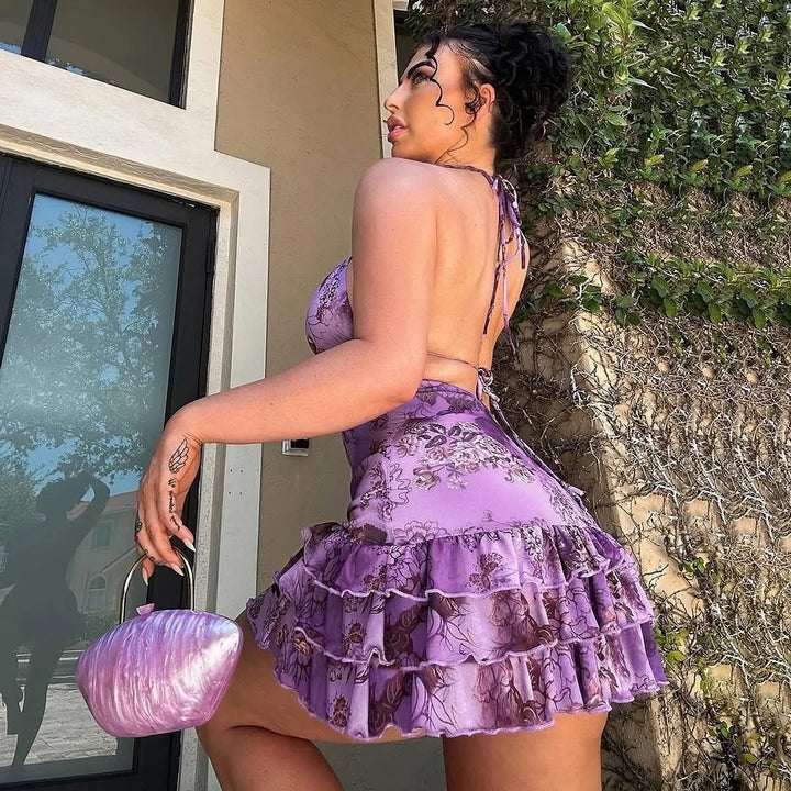 Velvet Sky Backless Tie Dress