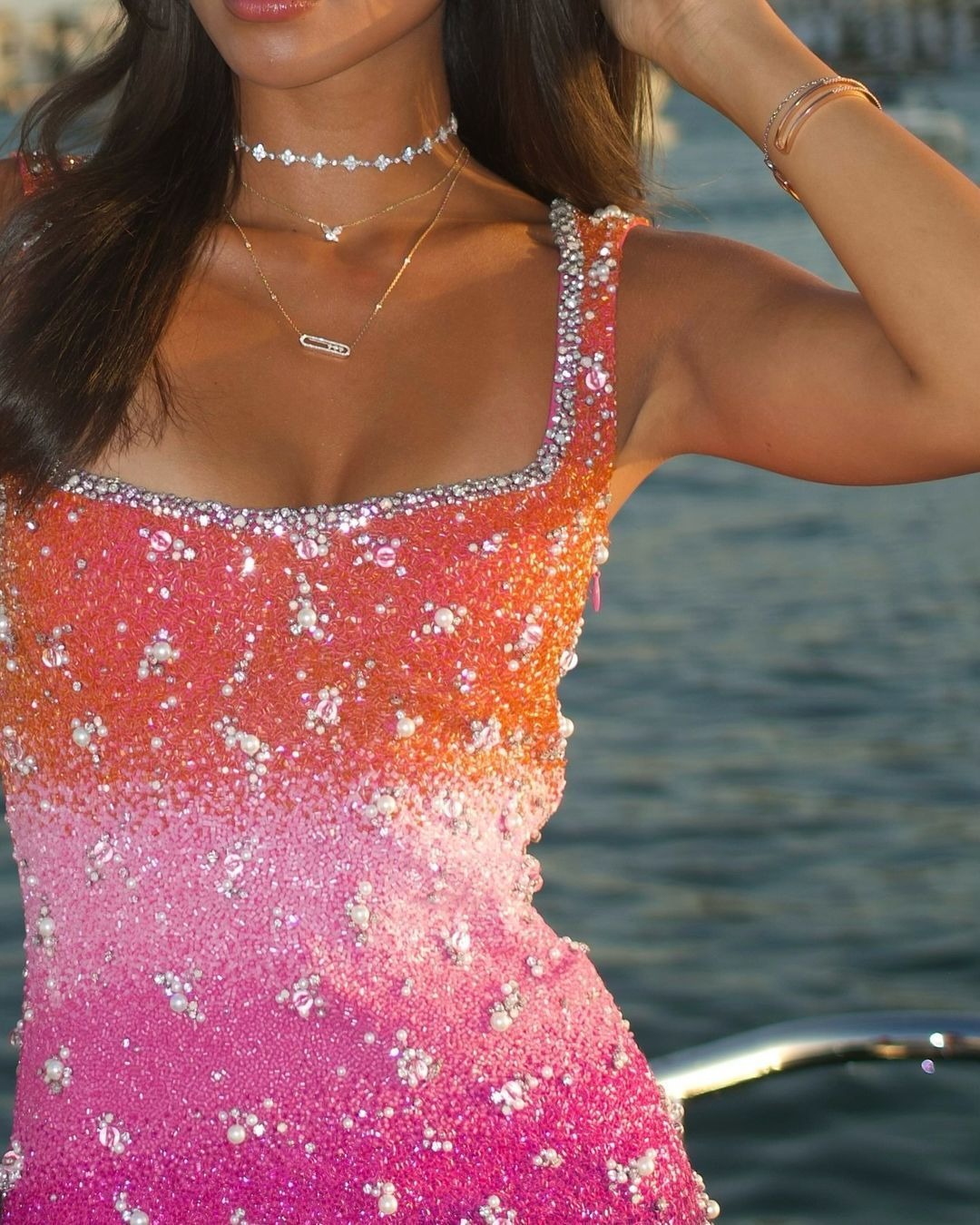 Celeste Sequin Pearl Dress