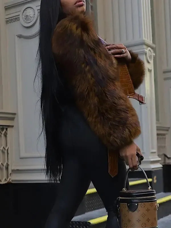 Aurelia Croc-Sleeve Luxe Fur Jacket™