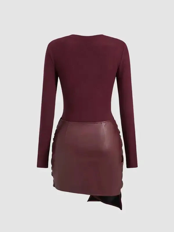Sleek Buckle Detail Mini Dress Set