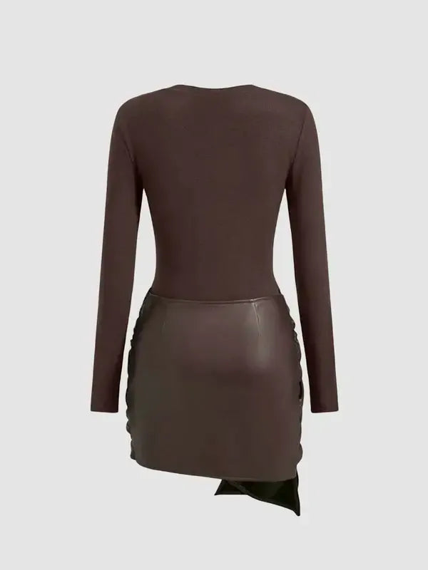 Sleek Buckle Detail Mini Dress Set