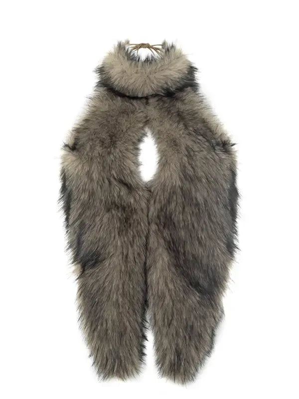 Fur Faux Backless Halter Top