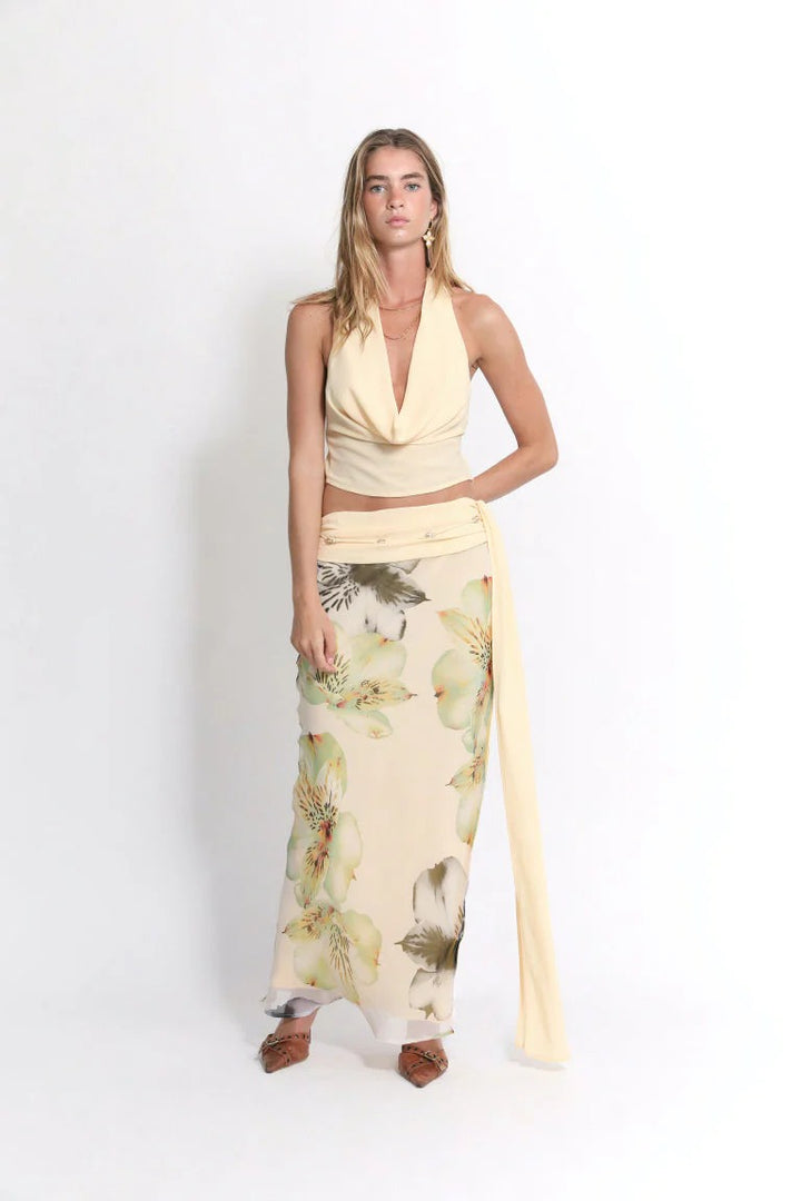 Midnight Muse Halter & High-Slit Skirt Set