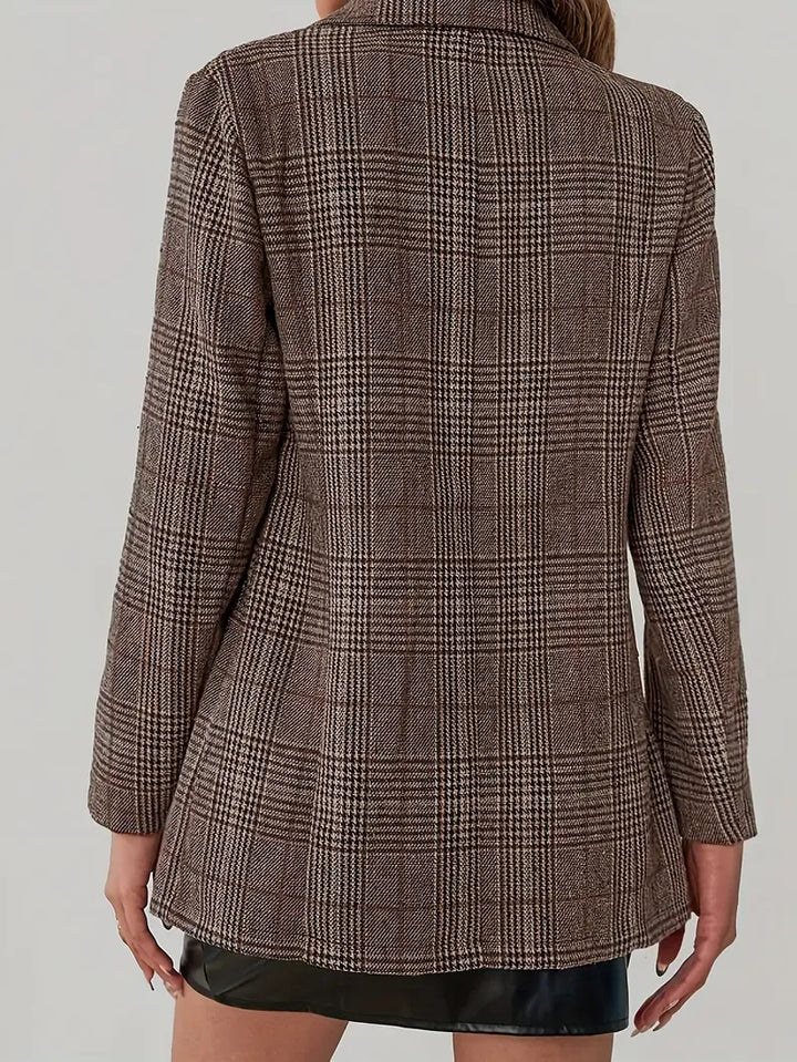 Aurella Vintage Plaid Button Blouse