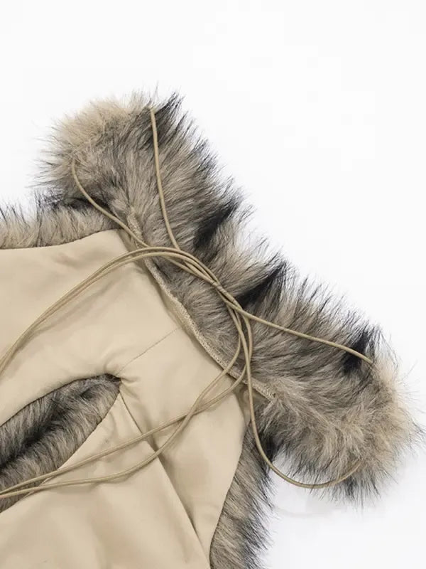 Fur Faux Backless Halter Top