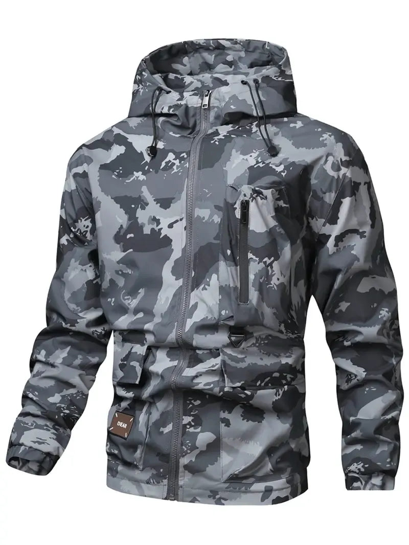 Men's Camo Print Hooded Jacket