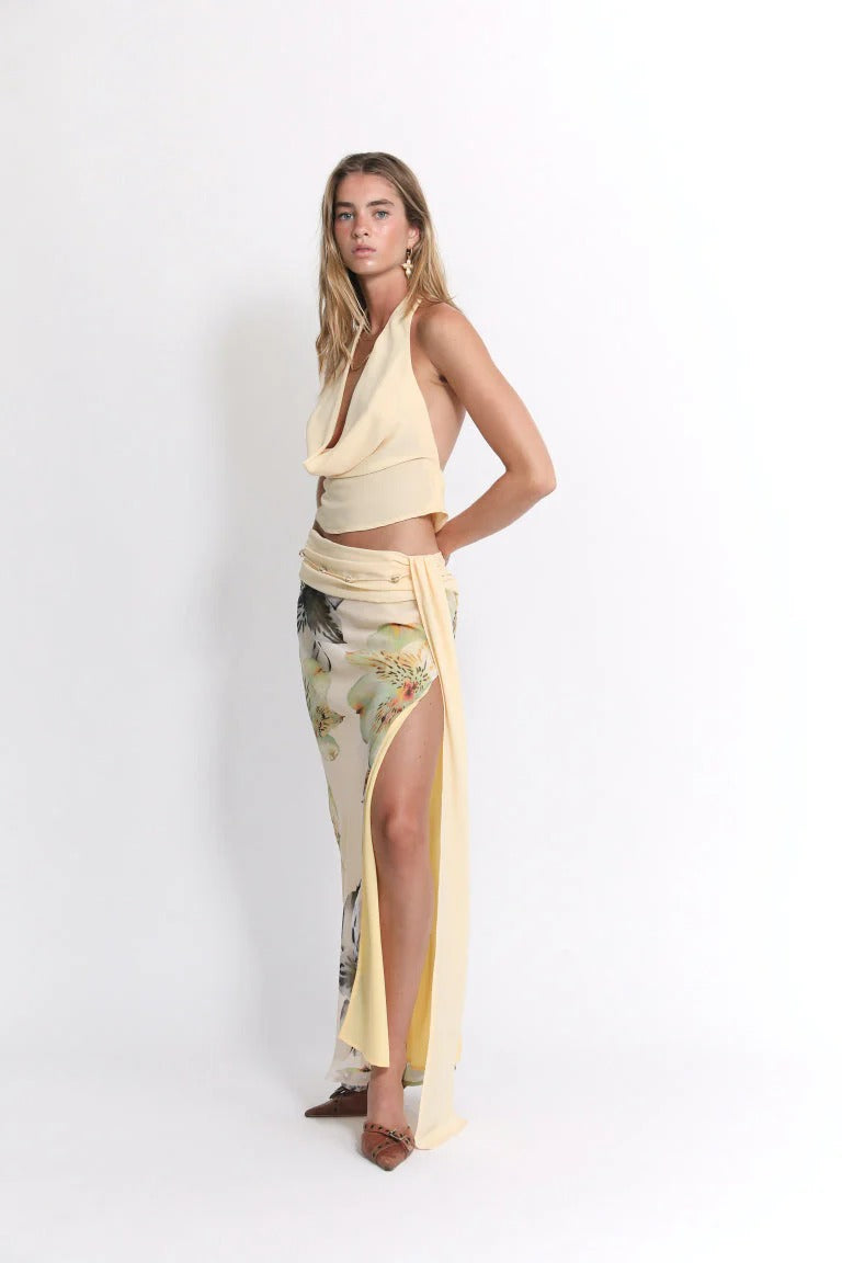 Midnight Muse Halter & High-Slit Skirt Set