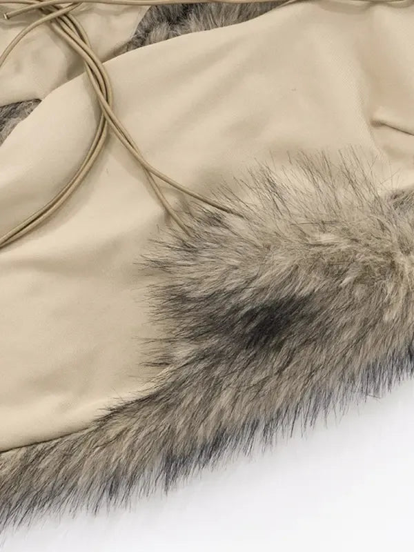 Fur Faux Backless Halter Top