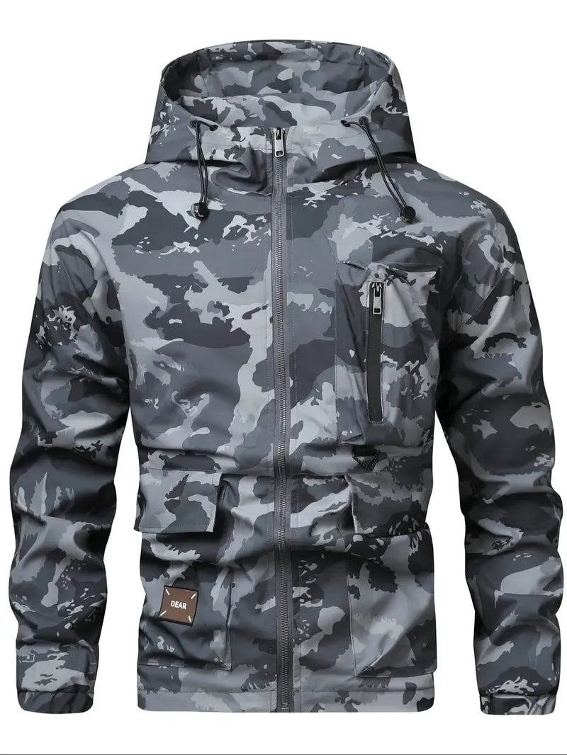Men's Camo Print Hooded Jacket