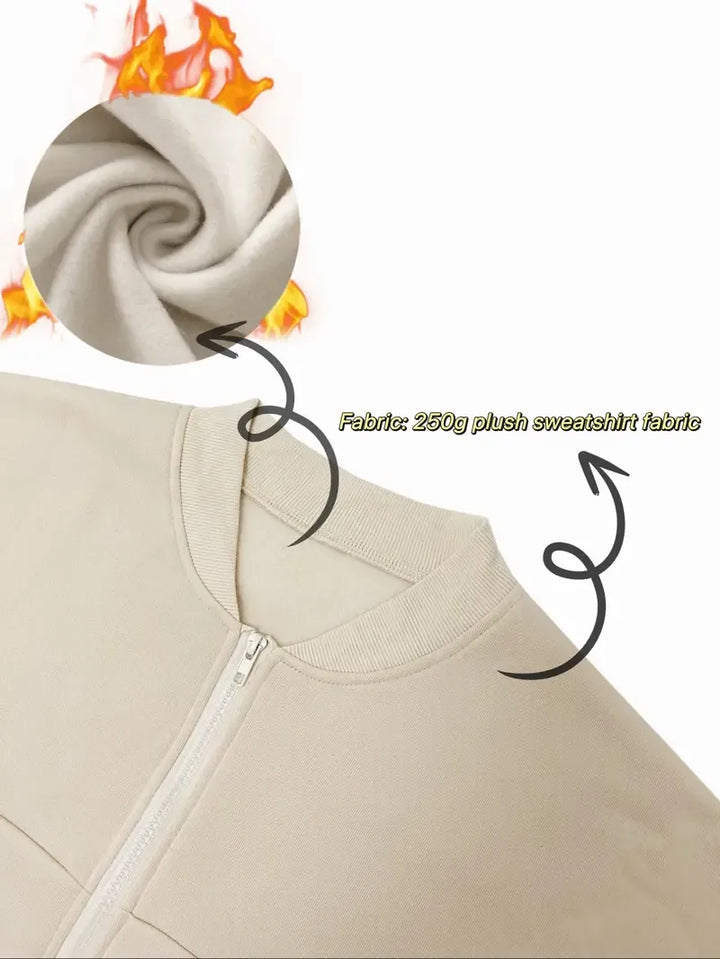 Casual Striped Long Sleeve Zipper Jacket & Pants Set