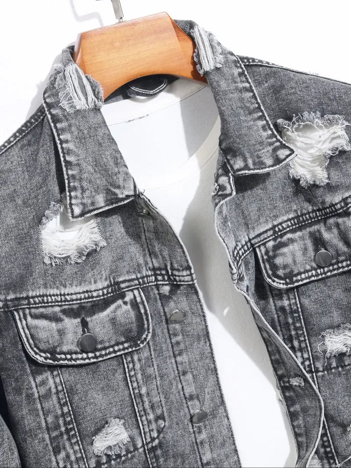 Mens Distressed Denim Jacket