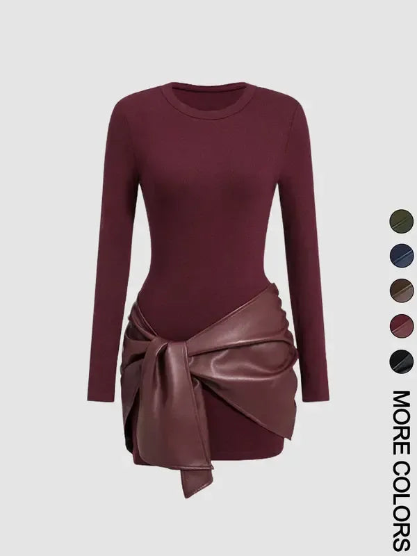 Sleek Buckle Detail Mini Dress Set