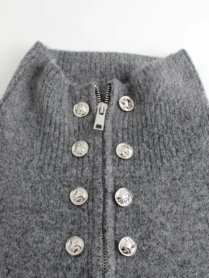 Elegant Knitted High Nick Cardigan