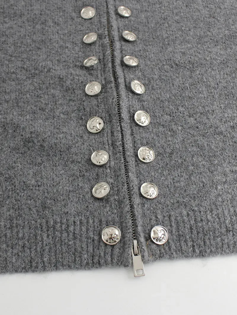 Elegant Knitted High Nick Cardigan