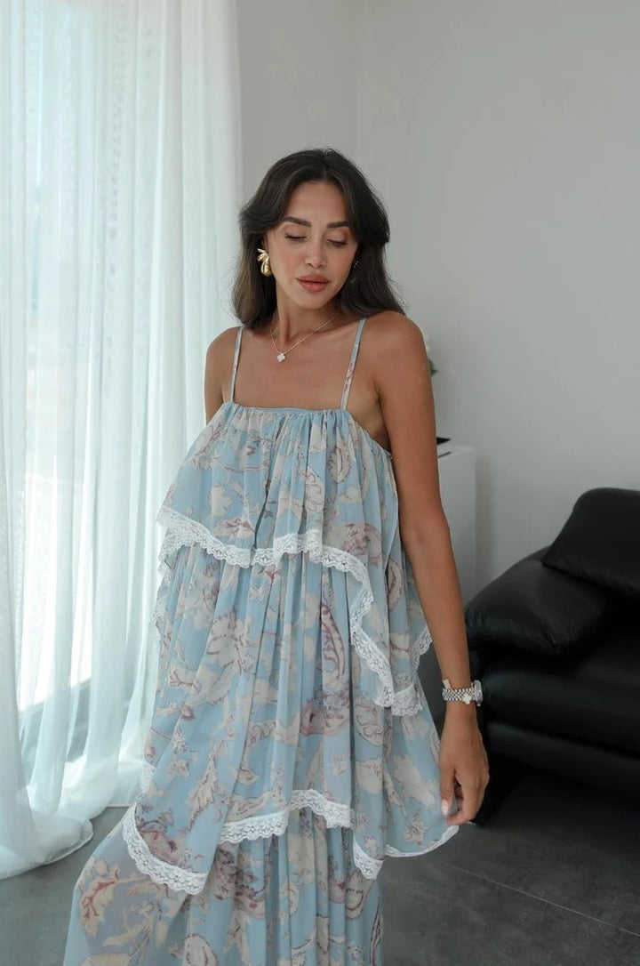 Boho Ruffle Patchwork Maxi Dress